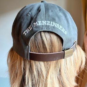 Gray Menzingers Baseball Cap with Leather Strap and Embroidered Logo, Like New
